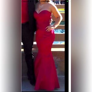 Truly Zac Posen Strapless Red Gown Formal Wedding/Prom 8 Worn Once